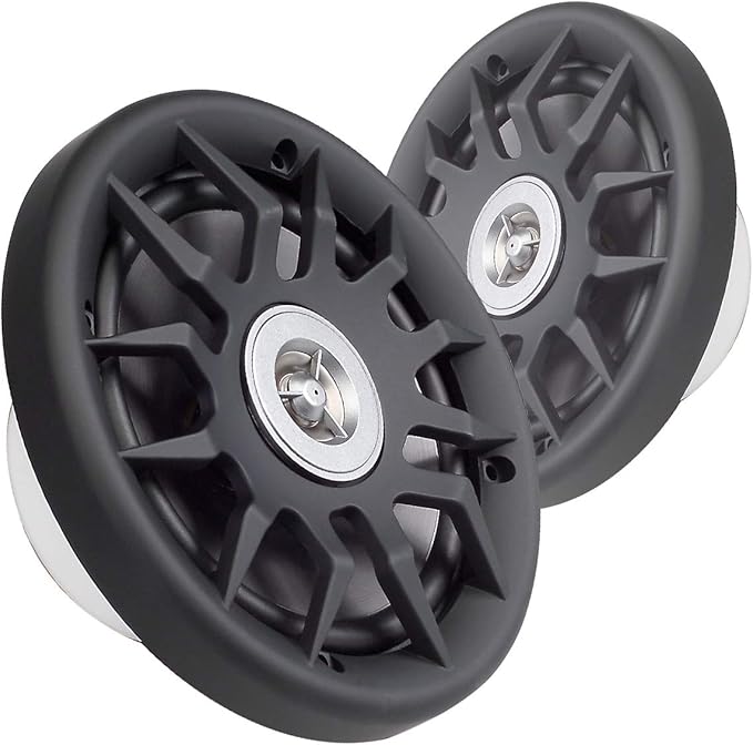 Marine Audio Speakers, 80 Watts, 6.5 Inch, Water Resistant, UV-Resistant, with Metallic Dome Tweeter, High-Performance Marine, RV & Vehicle Upgrade (Black)