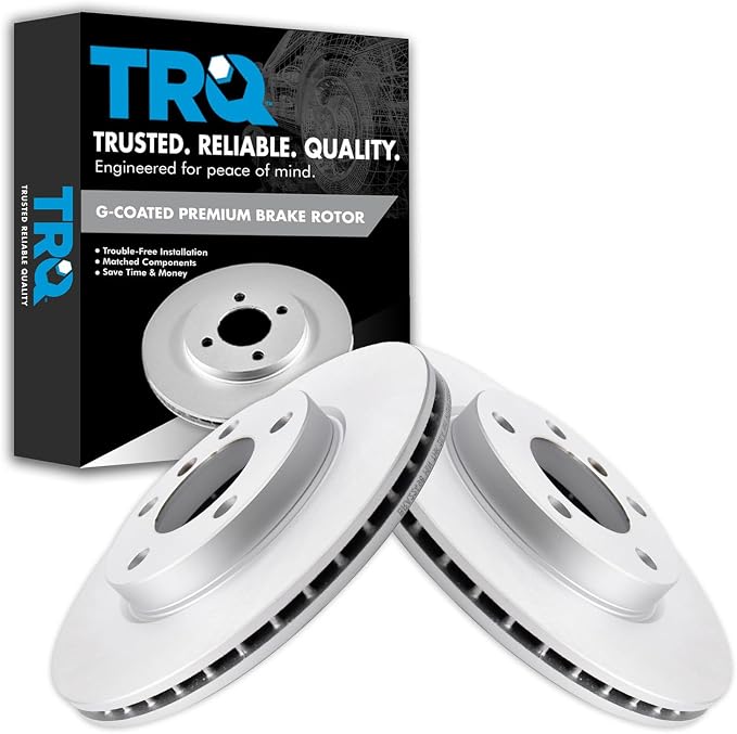 TRQ Front Brake Rotor Set G Coated Vented Compatible with 2011-2016 Mini Cooper Countryman 2013-2016 Cooper Paceman
