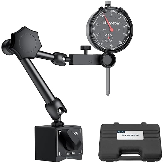 Dial Indicator Magnetic Base Set (132lbs/60kg Tensile Force) 0-1 Inch Precision Gauge for Machining,Lathe Alignment & Metalworking Dial Indicator Gage Gauge for 3D Printer Lathe Workshop