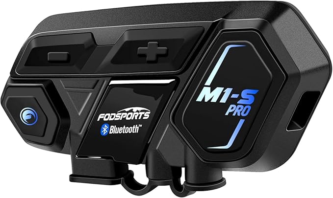 Fodsports Motorcycle Bluetooth Intercom, Music Sharing, M1S Pro 2000m 10 Riders Group Helmet Communication System Headset Universal Wireless Interphone (Waterproof/Handsfree/Stereo Music/GPS/2 Mic)