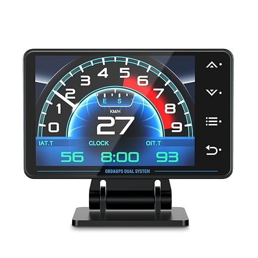 Liiiyuan Obd2 Gauge Display, XS New 1,Heads Up Display with Vehicle Inclinometer, Multi-Function Digital Instrument Cluster with Speed, RPM for All Cars.