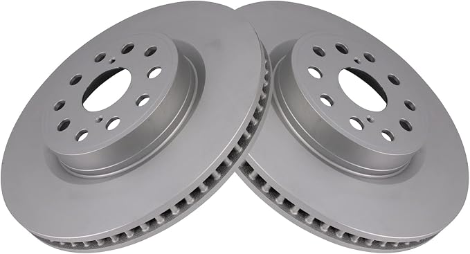 TRQ Front Brake Rotor Set Coated Compatible with 07-08 Lexus LS460 with 334 mm Diameter Front Rotors without Sport Package 13-17 Lexus LS460 Base Model 21-24 Toyota Mirai