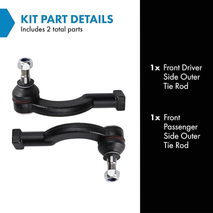 TRQ Outer Driver and Passenger Side Tie Rod Set 2 Piece Compatible with 2015-2019 Subaru Legacy 2015-2019 Subaru Outback