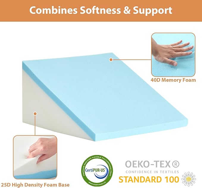BIEEZZK Orthopedic Bed Wedge Pillow Set 3Pcs, Adjustable Memory Foam, Pillow Wedge for Post Surgery, Back Pain Relief, Triangle Pillows for Acid Reflux, Snoring, GERD, Dark Grey