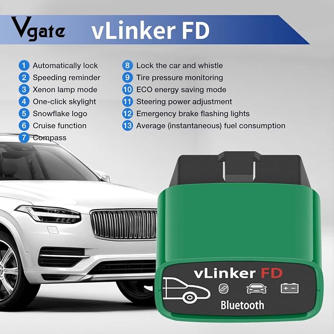 Vgate vLinker FD Bluetooth3.0 OBD2 Scanner for FORScan Fixed Diagnostic Tool Car Code Reader for Android & Windows