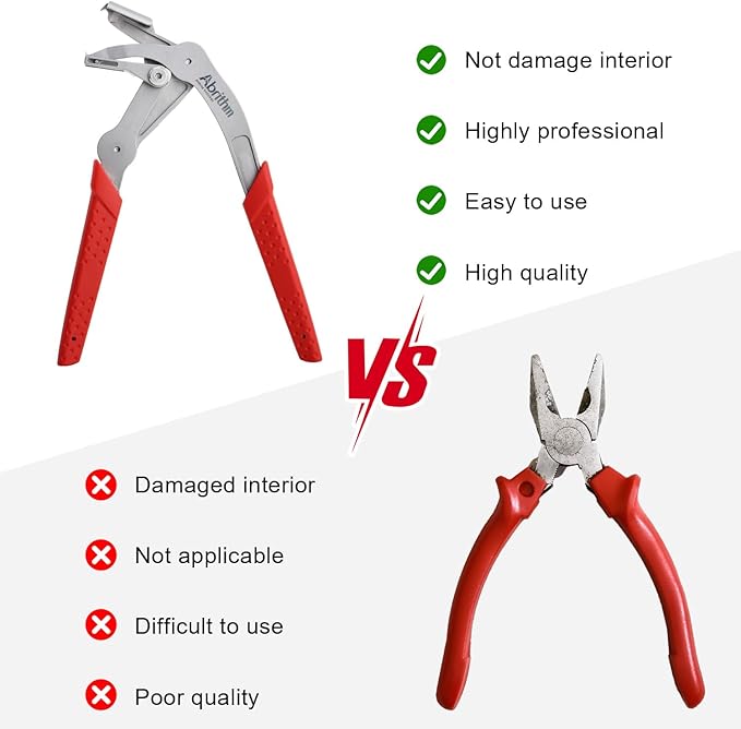 Car Clip Pliers, Panel Clip Removal Pliers, Professional Plastic Fastener Removal Tool for Removing Automotive Fasteners Clips Without Damage