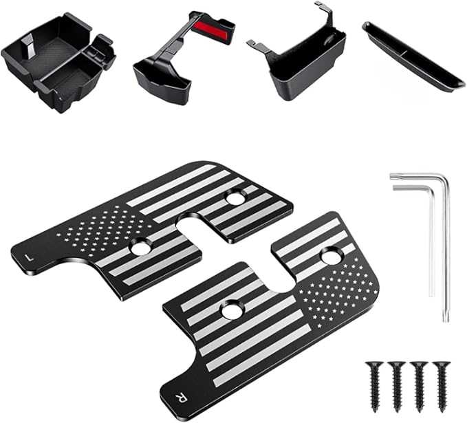 Center Console Organizer Bundle with Sun Visor Repair Kit Fitment for 2018-2022 2023 Jeep Wrangler JL JLU and Gladiator JT Accessories Gear Shift Side Tray Organizer,Hanging Armrest Storage Box