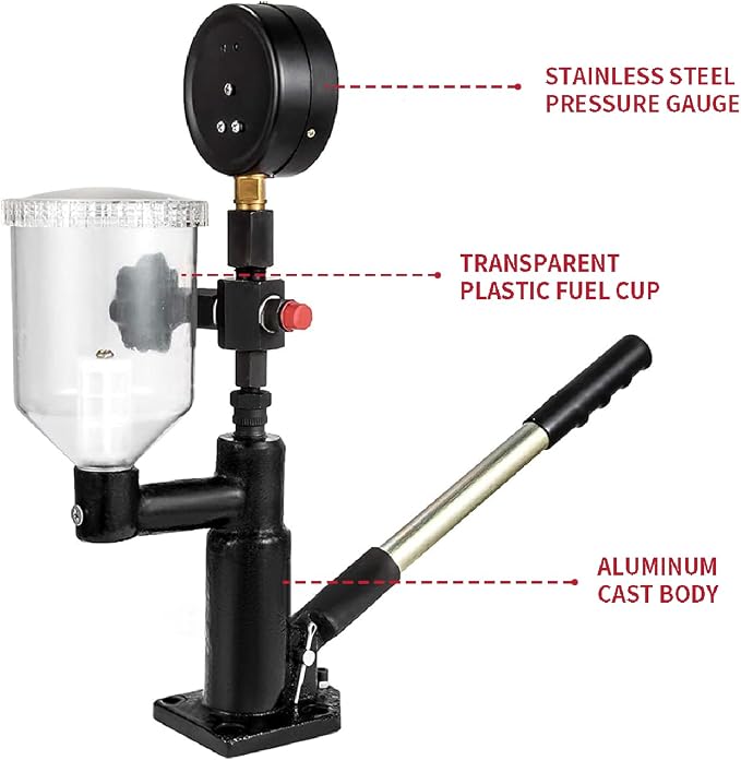 400Bar 6000PSI Diesel Fuel Injector Tester, Diesel Injector Nozzle Tester with Dual Scale Gauge to Adjust Injector Nozzle Pressure and Testing Diesel Injector Nozzle Pop Pressure Tester