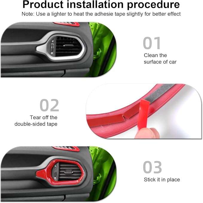 CheroCar 31 PCS Full Set Interior Decoration Trim Kit Steering Button Cover Door Handle Cover Air Outlet Cover Cup Holder Gear Cover Trim Door Speaker Cover for Jeep Renegade 2016-2018,Red
