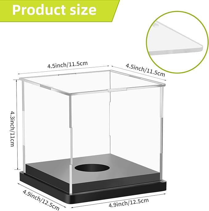 Hooqict 2 Pack Arcylic Softball Display Case Clear Softball Holder UV Protected Stand Championship Display Case Memorabilia Square Box for Golf Tennis Game Ball Baseball