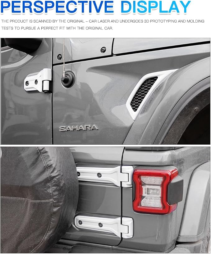 Barong for Jeep Wrangler JL JLU 2018-2025 Accessories Exterior Decoration Door Hinge Handle Engine Hood Hinge Hood Latch Wheel Eyebrow Side Air Outlet Rear Window Hinge Cover 26PCS Full Set (White)