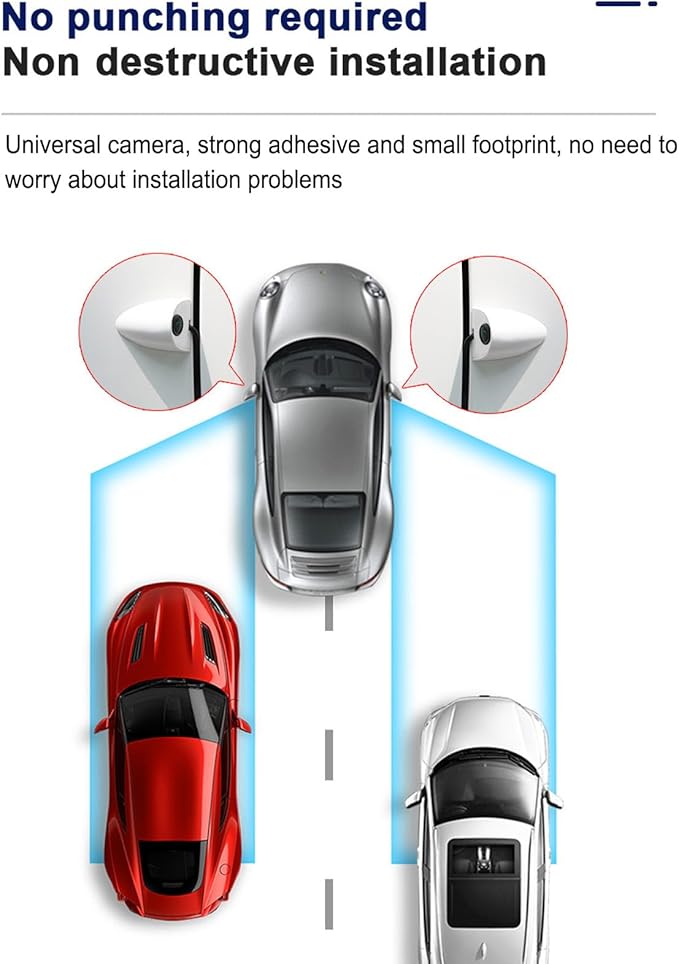Car Blind Spot Camera,Car Door Side View Camera with Night Vision Assist for Car Surveillance System