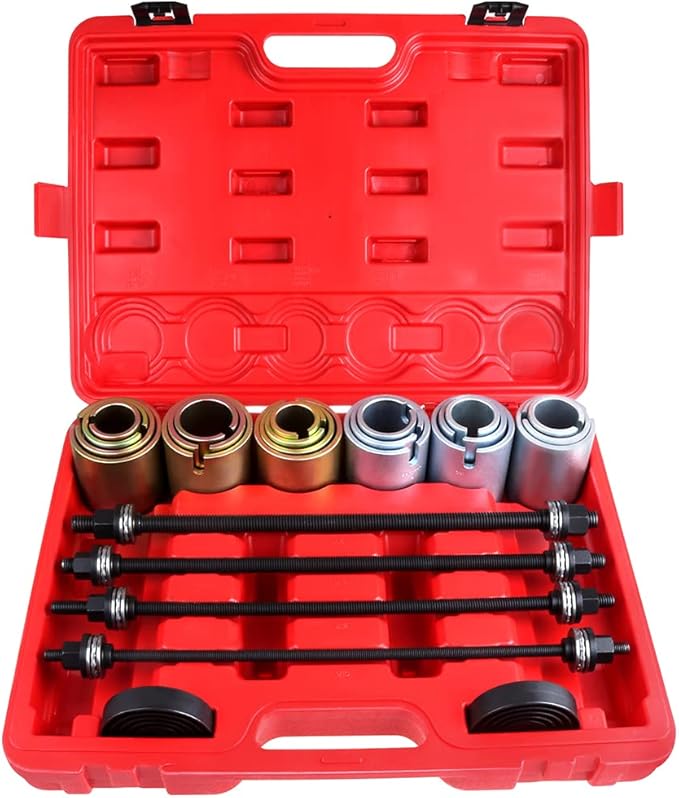 26 PCS Universal Press and Pull Sleeve Kit Bushing Installation and Removal Tool Set Bushes Bearings Tool Kit w/Case Fit Cars LCV and HGV Engines