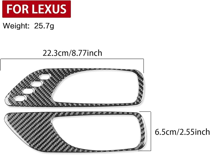 Soft Carbon Fiber Car Interior Door Handle 2/Piece Decorative Sticker for Lexus RC300 350 200T 15-24 Carbon Fiber Interior Accessories