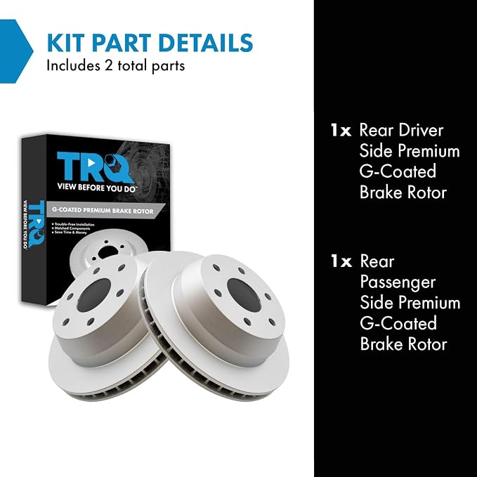 TRQ Rear G-Coated Brake Rotor LH RH Kit Pair Set of 2 for GM Truck SUV