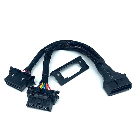 JUTA OBD2 Splitter Extension Cable Adapter 1 Male and 2 Females Extension 16PIN OBD-II J1962 Y Diagnostic Connector with Mounting Bracket - [1ft/33cm, 1-Pack]