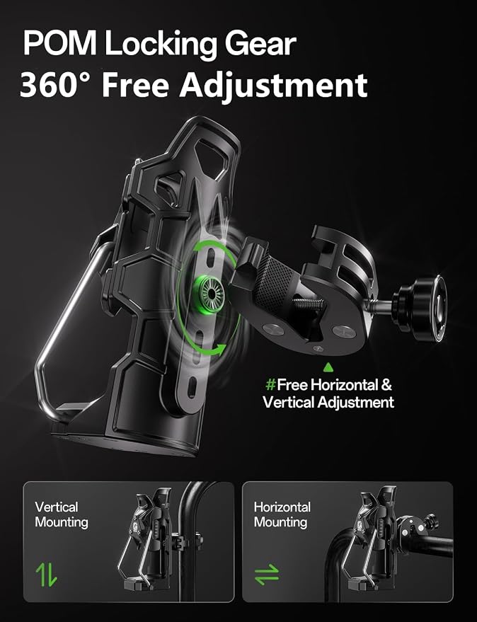 Kewig Anti-Theft Motorcycle Cup Holder, Adaptive Adjustbale Size Bike Water Bottle Holder for 1.95-3.14" Diameter Bottles – Universal Drink Holder for Stroller, Moto, Bicycle, Scooter, Wheelchair