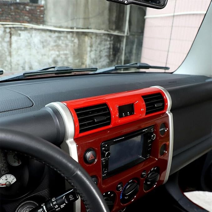 ABS Red Central Control Air Outlet Decorative Frame Cover Trim Fit forToyot-a FJ Cruiser 2007-2021 Car Dashboard Air Vent Molding Strip Cover