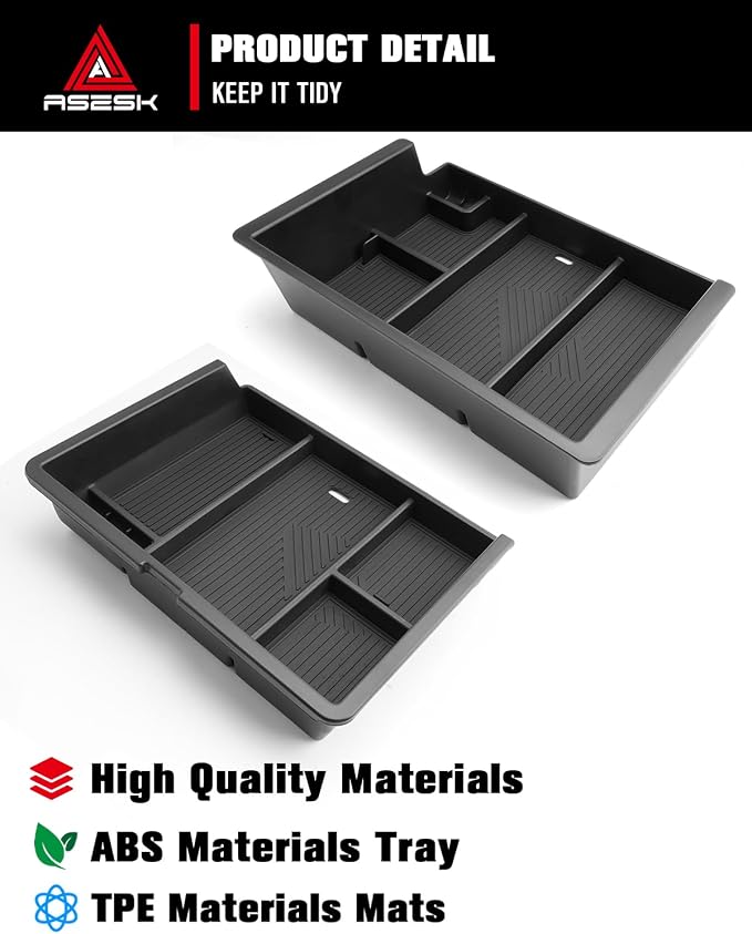 For 2014-2018 Silverado/Sierra 1500&2015-2019 Silverado&Sierra 2500HD/3500HD - Full Console w/Bucket Seats Only 2PCS Center Console Armrest Organizer Tray &Console Tray ABS Materials