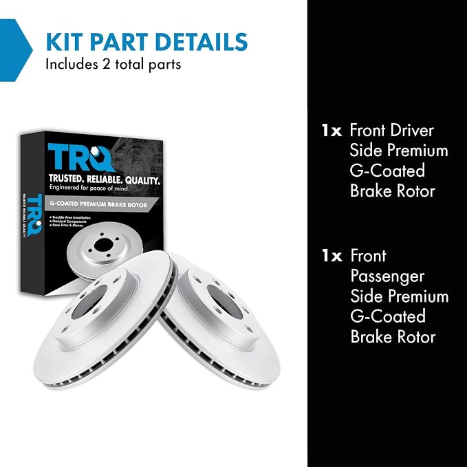 TRQ Front Brake Rotor Set G Coated Vented Compatible with 2011-2016 Mini Cooper Countryman 2013-2016 Cooper Paceman