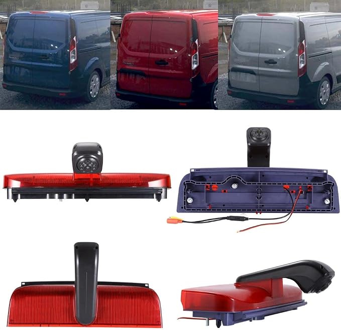 HD Brake Light Backup Camera Set with 7 Inch LCD Monitor, Waterproof Night Vision Car Roof Reversing Camera Replacement for Ford Transit Connect 2 II/XL Cargo Titanium Passenger Wagon 2014-2022