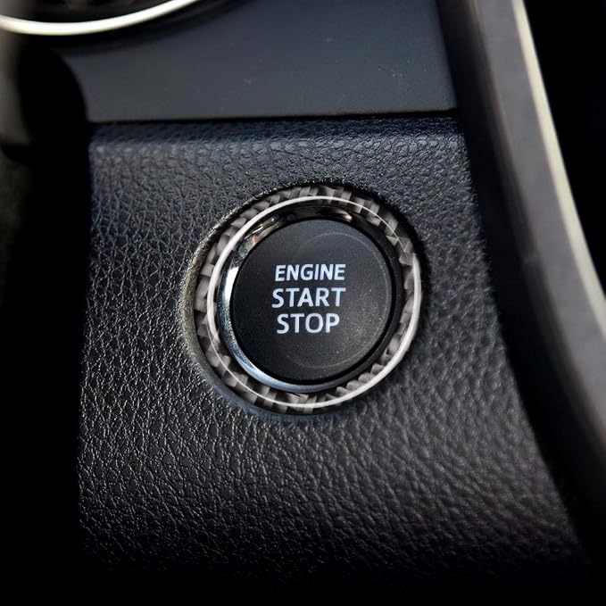 NVCNX Real Premium Carbon Fiber for Toyota Camry Accessories 2018-2024 2019 2020 2021 2022 2023 XSE/XLE/TRD Gas Hybrid Car Dash Engine Push Start Button Ring Cover Interior Trim Sticker Decal 1PC
