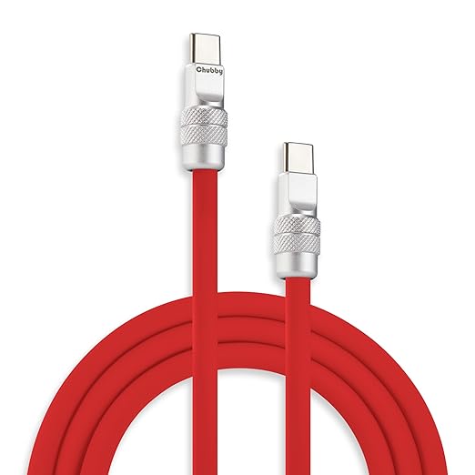 chubbycable Chubby 2.0 USB C 240W Fast Charging Cable Silicone Soft Durable USB C Cable Extra Thick Charger Cord Compatible with iPhone 17-15 Series iPad, Red, Type-C to Type-C, 13.1FT