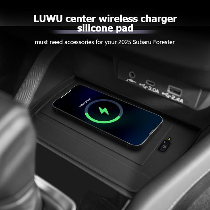 LUWU Wireless Charging Anti-Slip Mat for 2025 2026 Subaru Forester Accessories Silicone Protective Pad Liner Protective Pad Console Phone Charger Liner Mat (Not for 2026+ Touring/Wilderness/Premium)