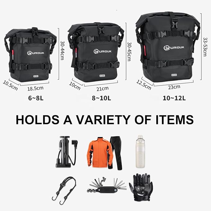 6-8L Waterproof Motorcycle Bumper Bag Motor Crash Bar Bag with Shoulder Strap - Essential Riding Gear for Motorcycles