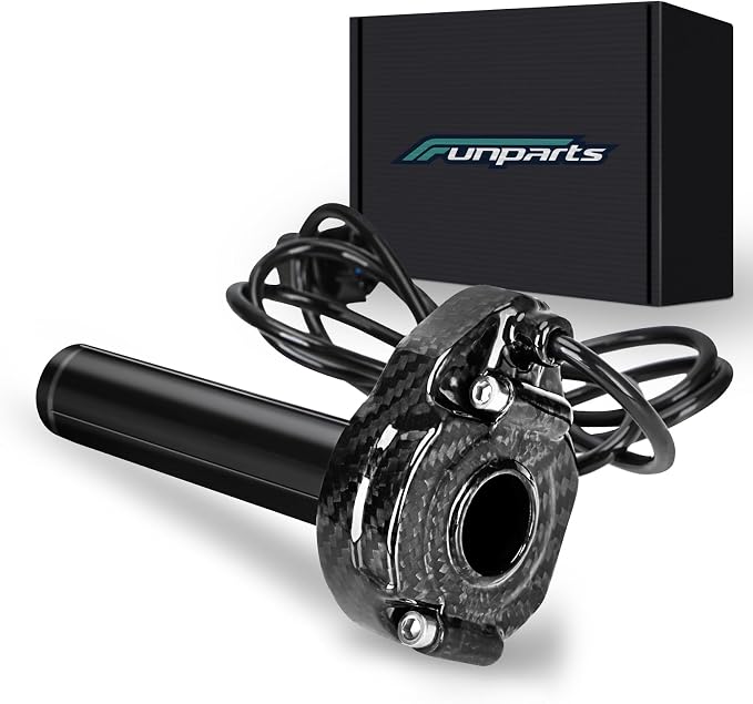Funparts Carbon Fiber Twist Throttle Assembly Handle Kit + Throttle Cable for Surron Sur Ron LBX X260 X160 Electric Dirt Bike