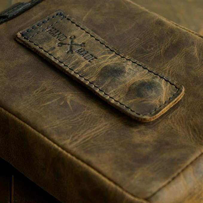 Trip Machine Company Genuine Leather Motorcycle Magnetic Fuel Tank Pouch to Carry All Your Riding Essentials (Tobacco Brown)
