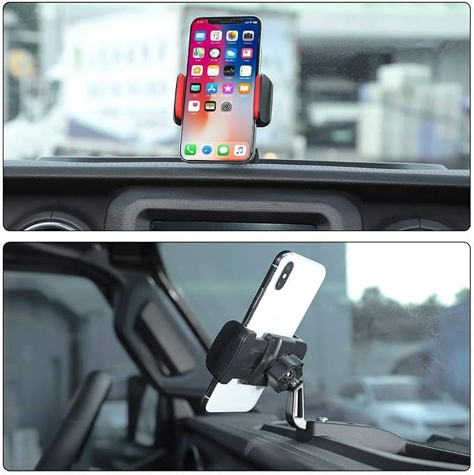 CheroCar Dash Multi-Mount Phone Holder Stoage Tray Cellphone System Kit & Gear Shift Storage Box for or 2018-2022 Jeep Wrangler JL, fits for 2020-2022 Jeep Gladiator JT