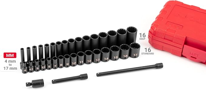 TEKTON 1/4 Inch Drive Impact Socket Set, 35-Piece | SID90405