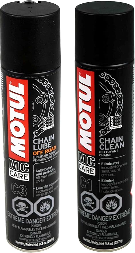 Motul Chain Care Set – Chain Cleaner (C1) & Chain Lube Off-Road (C3), Motorcycle Maintenance Set, Safe for O-Ring Chains (111818, 111820)