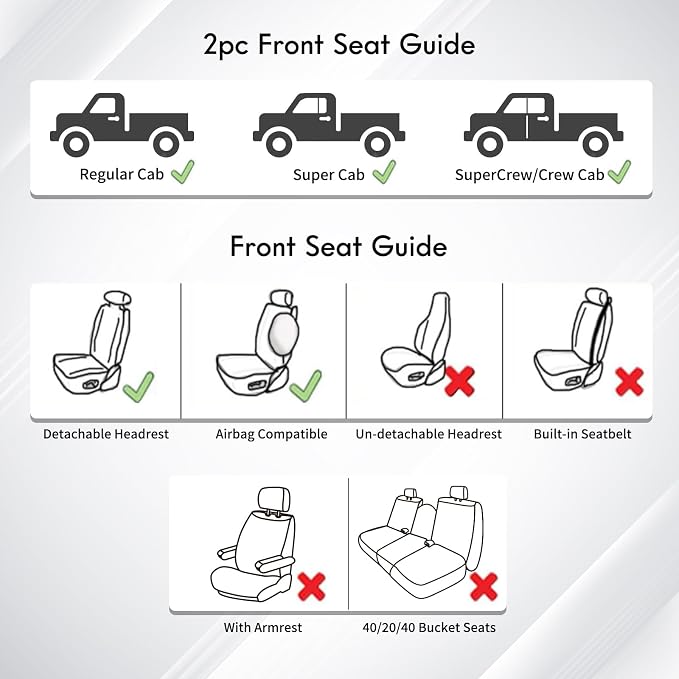 Huidasource Ford F150 Front Seat Covers, Full Coverage Faux Leather Pickup Seat Protector Fit for 2015-2026 Ford F150 SuperCrew & 2017-2026 F250 F350 F450 Super Duty Crew Cab (Front Pair/Black&Blue)