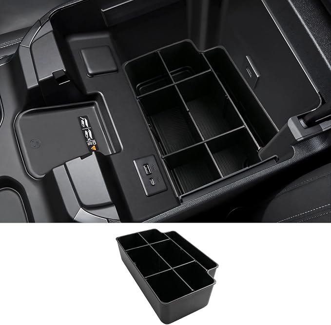 for 2022-2026 Silverado & Sierra 1500/2024-2026 Silverado & Sierra 2500HD/3500HD - Full Console w/Bucket Seats Only Center Console Lower Armrest Organizer Tray