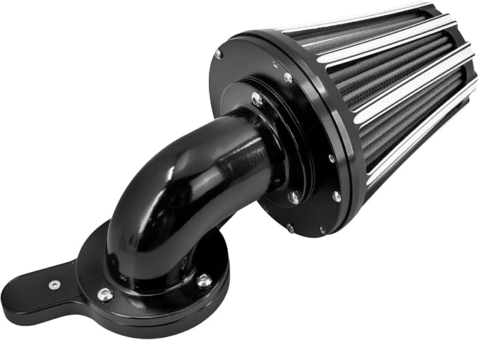 Air Cleaner Filter 90° Forward-Facing Intake Kit CNC Fit for Harley Touring Softail Dyna Sportster XL (Black Housing Grey Element, B For Touring 00-07,Softail 00-15,Dyna 00-17)