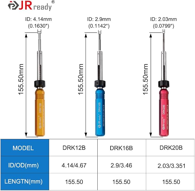 JRready ST5142 Removal and Installing Tool Kit:DRK12B+DRK16B+DRK20B+DAK12B+DAK16B+DAK20B Removal and Installing Tool Kit for MIL-C-81969 Series and Some of Non-MIL Round Contacts