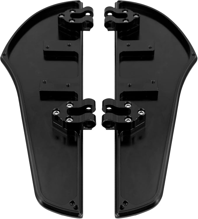 Driver Floorboards Front Foot Boards Style C, Black & White | Fit For Harley 2012-2016 FLD, 1986-2017 Most FL Softail, 1986-later Touring, Non-Slip, CNC Aluminum
