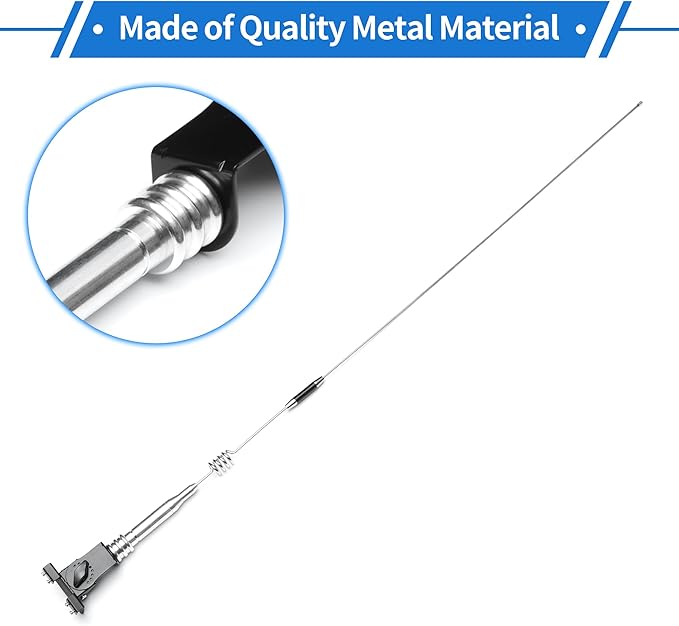 1 Pc Clipped Dummy Antenna 41.7" Aerial for Decoration Only Universal Car Truck Mount Black Silver Tone Rear
