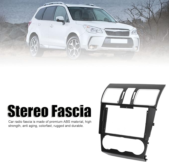Double DIN Dash Kit, Fydun 9 inch Black ABS Car audio Panel Stereo Fascia Dash Install Trim for FORESTER 2012‑2015