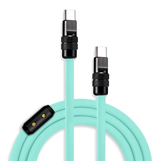 chubbycable Black Chubby Pro - Samurai Cable 240W USB-C Cable Silicone Fast Charging USB C Charger Cord Compatible with iPhone 17-15 Series iPad Galaxy Series, Light Blue, Type-C to Type-C, 6.6FT