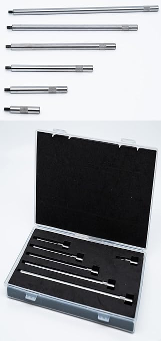 Dial & Electronic Indicator Extension Stem Rod Set 6 Piece 1", 2", 3", 4", 5", 6" Combine to 0-21" Include Plastic Case
