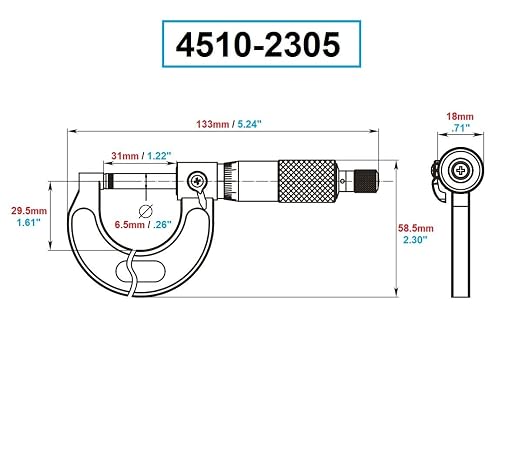 Dasqua 4510-2305 0-1" Ball Spherical Face Micrometer