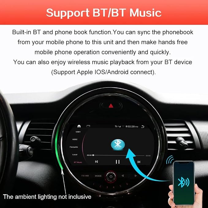9''AHD Multimedia Car GPS Sat Nav Navigation Navigator Canbus Radio Stereo Player CarPlay Android Compatible with BMW Mini Cooper R50 R52 R53 R56 R57 R58 R59 F55 F56 F57/R55/Countryman R60/Paceman R61