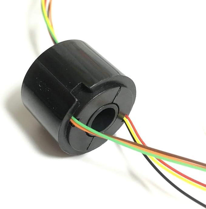 Taidacent Hollow Electrical Slip Ring 2/4/6/12 Wires Collector Ring Conductive Motor Electrical Contact Rotating Connector (6 Wires 1.5A Inner Hole 7mm Outer Diameter 22mm)