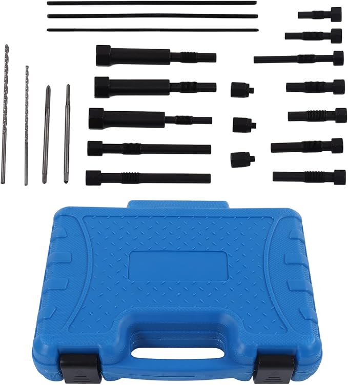 Glow Plug Remover Kit, Professional 22 Piece Extraction Removal Tool Set for Engine Repair Mechanics Metal Case M10 M8 M10x1.25 Automotive Broken Glow Plug Service