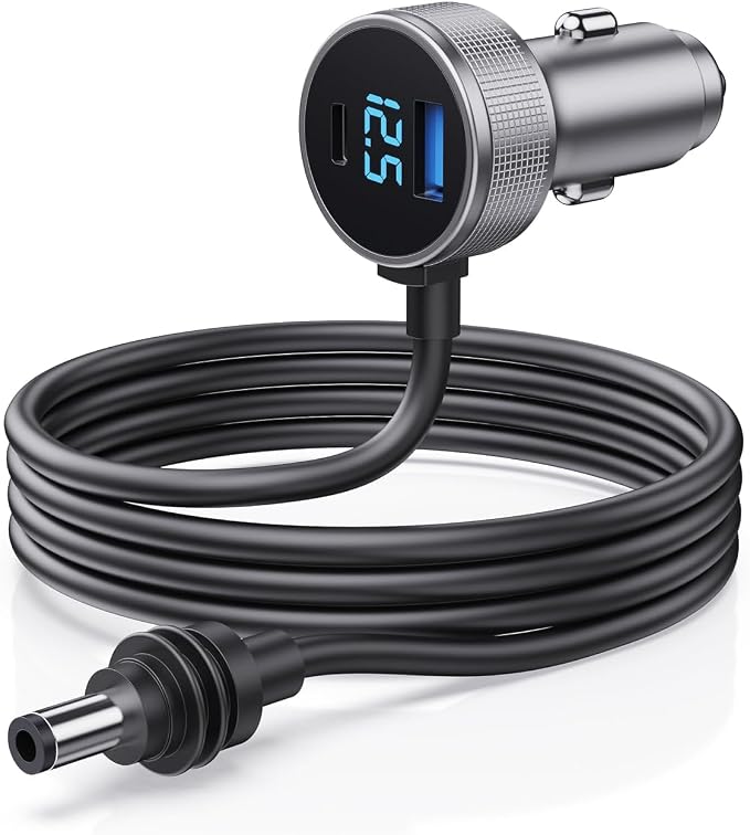 Starlink Mini Cable, 3 in 1 Starlink Mini Car Charger DC Power Cable+ Cigarette Lighter Adapter 12V-48V with Digital Display, Durable USB C PD 40W and USB A 35W Ports for Trucks and Cars (6.5FT)