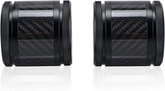 Crash Bar Sliders End Caps CNC Carbon Fiber Inlay Decorative Sliders Fits for 1.25" Front Engine Guard Rear Saddlebag Guard CNC 60mm (Black)