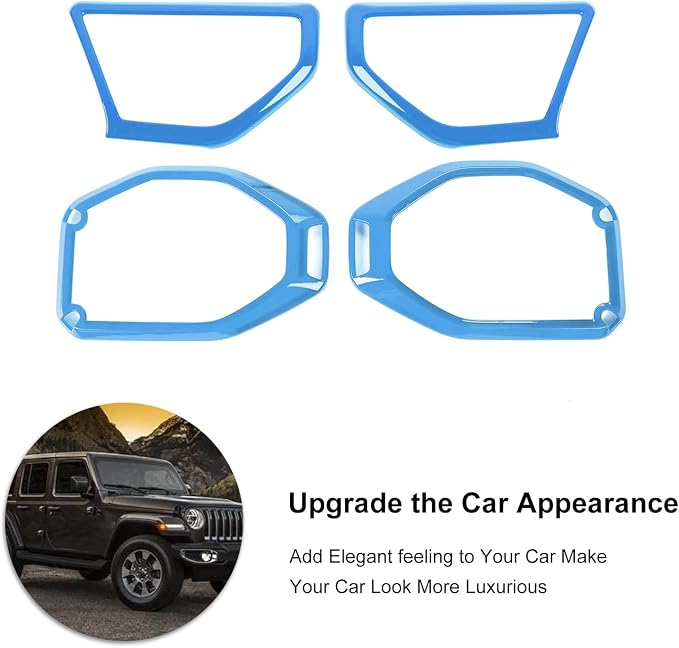 A Pillar Speaker Trim Cover & Roof Speaker Audio Trim Cover Ring Kit Decoration Interior Accessories for Jeep Wrangler JL JLU & Gladiator JT 2018-2022,Light Blue